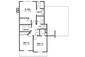 Floor Plan - Upper Floor for Traditional House Plan #67-641 - 3 bed, 2 bath