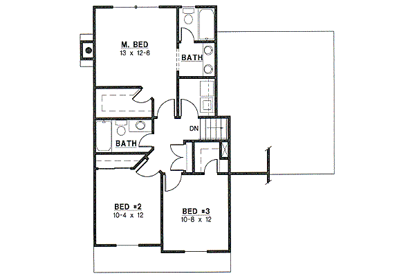 Traditional Floor Plan - Upper Floor Plan #67-641