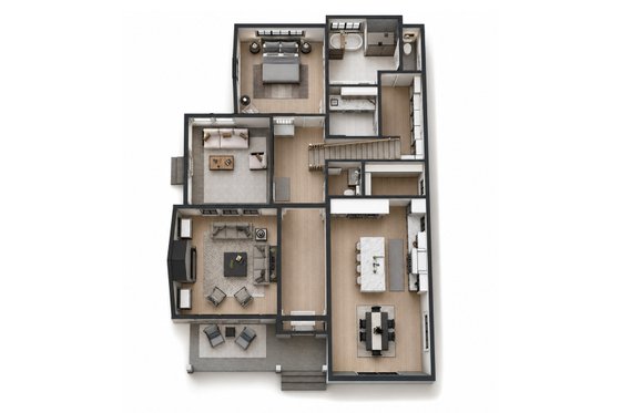 Floor Plan - Main Floor 1 for Farmhouse House Plan #51-1549 - 4 bed, 3.5 bath