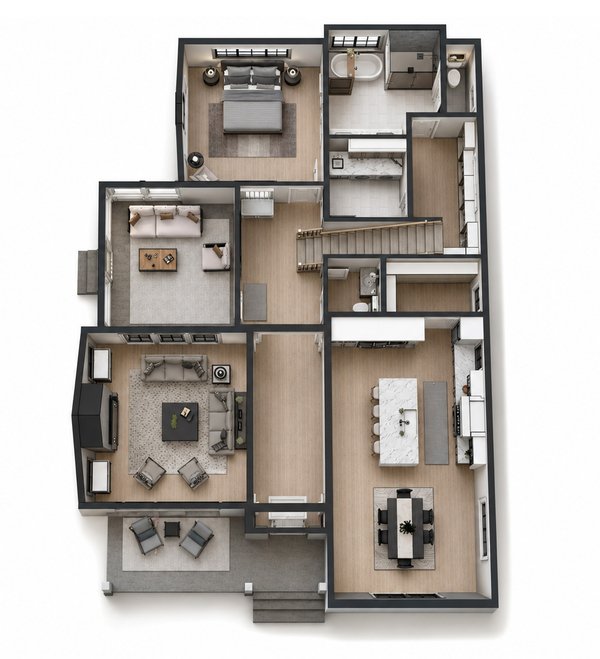 Architectural House Design - Floor Plan - Main Floor 1 for Farmhouse House Plan #51-1549 - 4 bed, 3.5 bath
