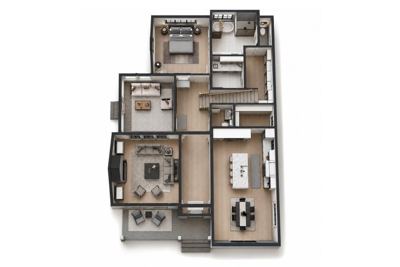 Architectural House Design - Floor Plan - Main Floor 1 for Farmhouse House Plan #51-1549 - 4 bed, 3.5 bath