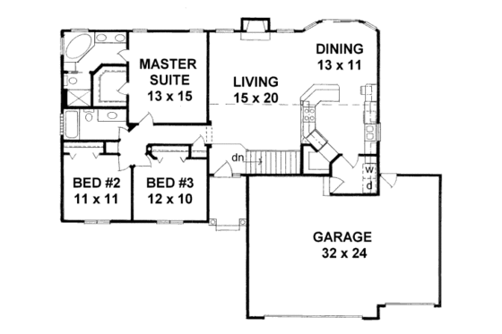 Floor Plan - Main Floor for Traditional House Plan #58-179 - 3 bed, 2 bath
