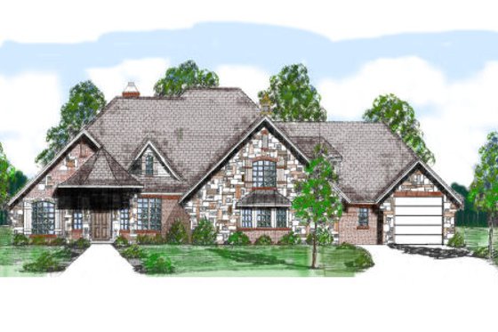 Exterior - Front Elevation for European House Plan #52-203 - 4 bed, 3.5 bath