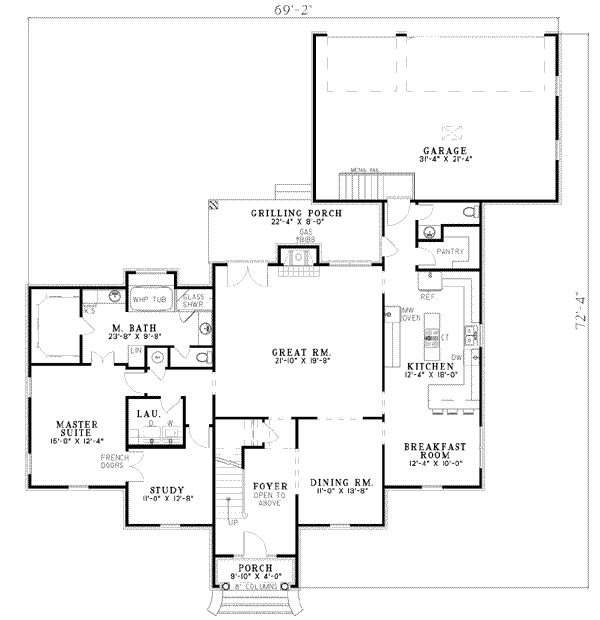 House Plan Design - Colonial Floor Plan - Main Floor Plan #17-2038