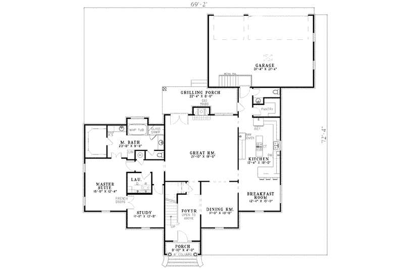 Dream House Plan - Floor Plan - Main Floor for Colonial House Plan #17-2038 - 4 bed, 3.5 bath
