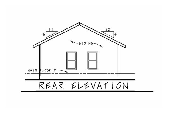Exterior - Rear Elevation for Cabin House Plan #20-2365 - 2 bed, 1 bath