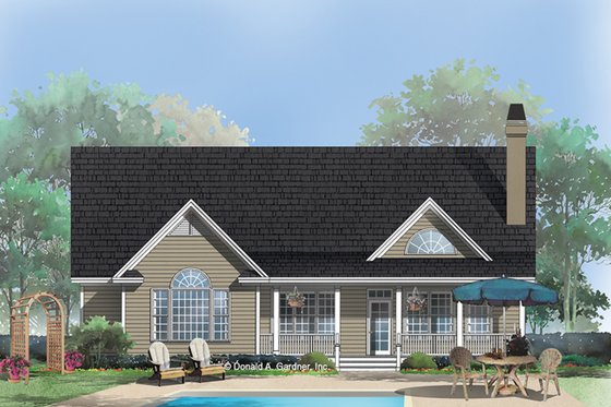 Exterior - Rear Elevation for Country House Plan #929-519 - 3 bed, 2 bath