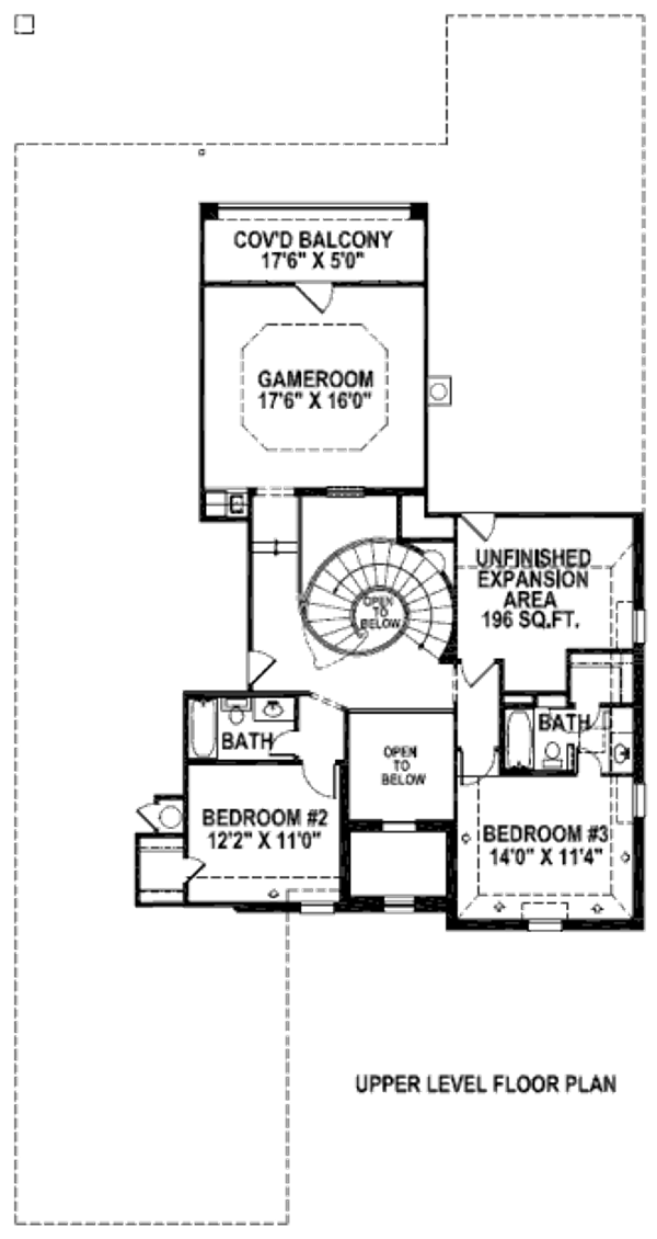 Floor Plan - Upper Floor for European House Plan #141-275 - 3 bed, 3.5 bath