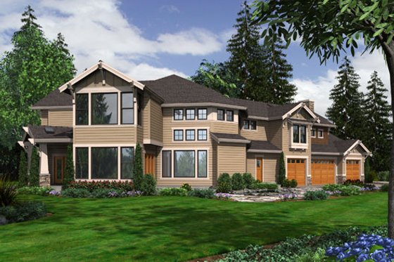 Exterior - Rear Elevation for Craftsman House Plan #132-179 - 5 bed, 4.5 bath