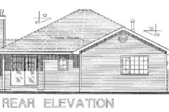 Exterior - Rear Elevation for Ranch House Plan #18-1010 - 2 bed, 2 bath