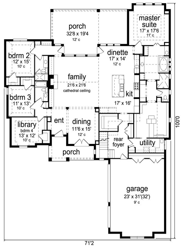 House Blueprint - European Floor Plan - Main Floor Plan #84-602