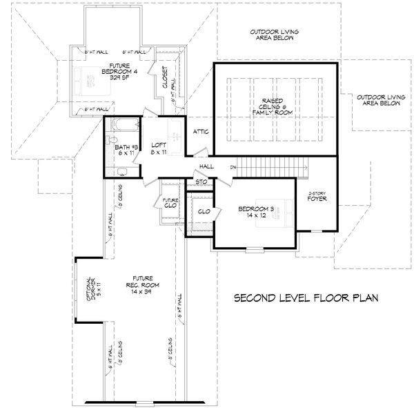 Farmhouse Floor Plan - Upper Floor Plan #932-1101