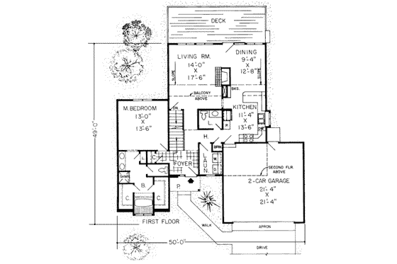 Floor Plan - Main Floor for Traditional House Plan #312-419 - 3 bed, 2.5 bath