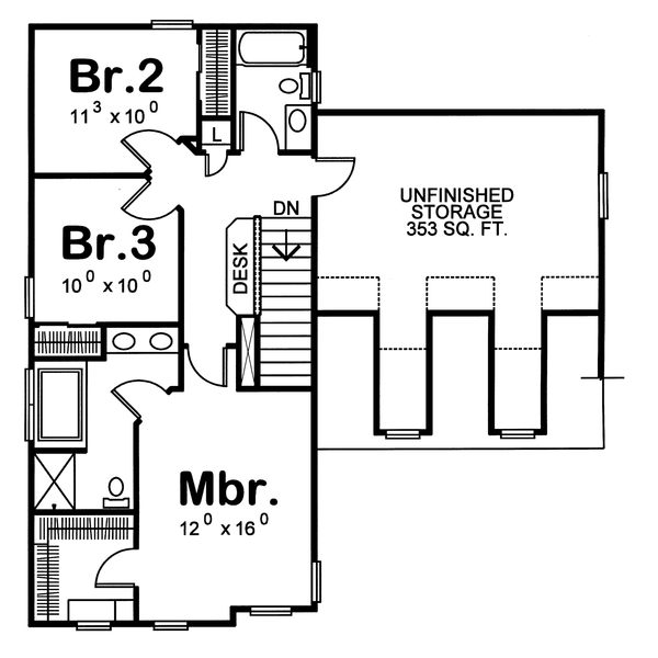 House Plan Design - Floor Plan - Upper Floor for Country House Plan #20-2227 - 3 bed, 2.5 bath
