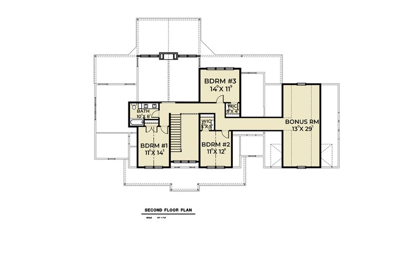 House Blueprint - Floor Plan - Upper Floor for Cottage House Plan #1070-72 - 3 bed, 3 bath