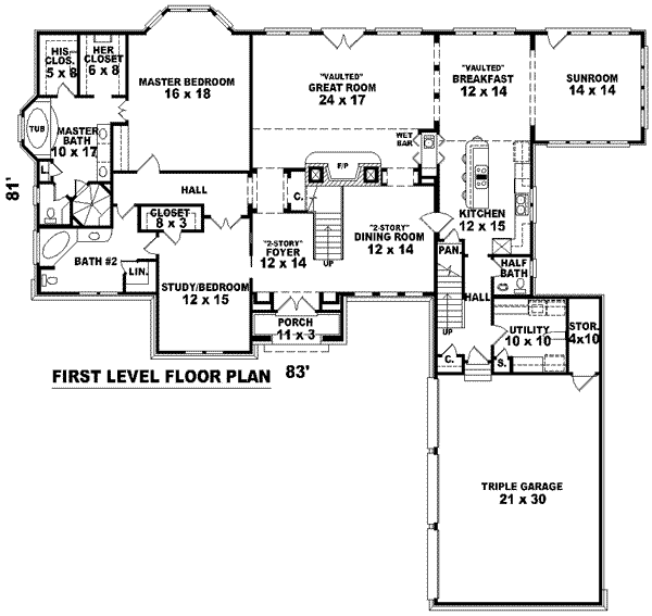 European Floor Plan - Main Floor Plan #81-1330