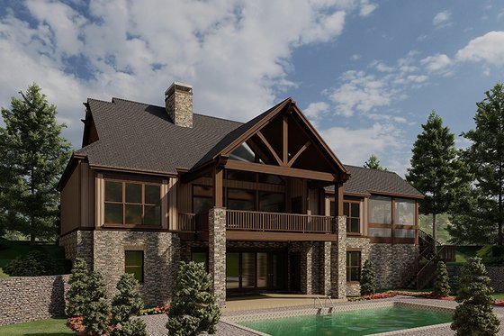 Exterior - Rear Elevation for Craftsman House Plan #923-21 - 4 bed, 4.5 bath