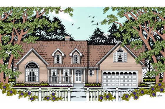 Exterior - Front Elevation for Country House Plan #42-366 - 3 bed, 2 bath