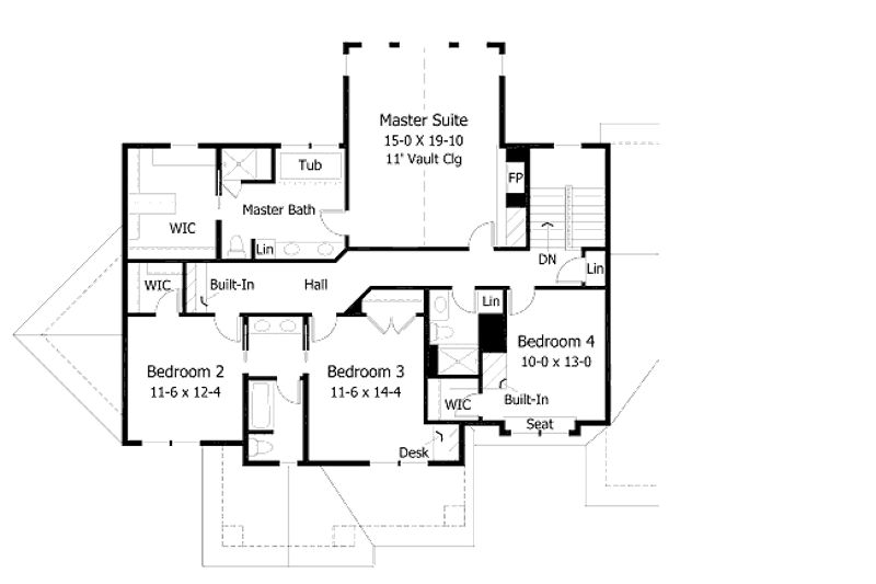 Home Plan - Floor Plan - Upper Floor for Craftsman House Plan #51-367 - 4 bed, 3.5 bath