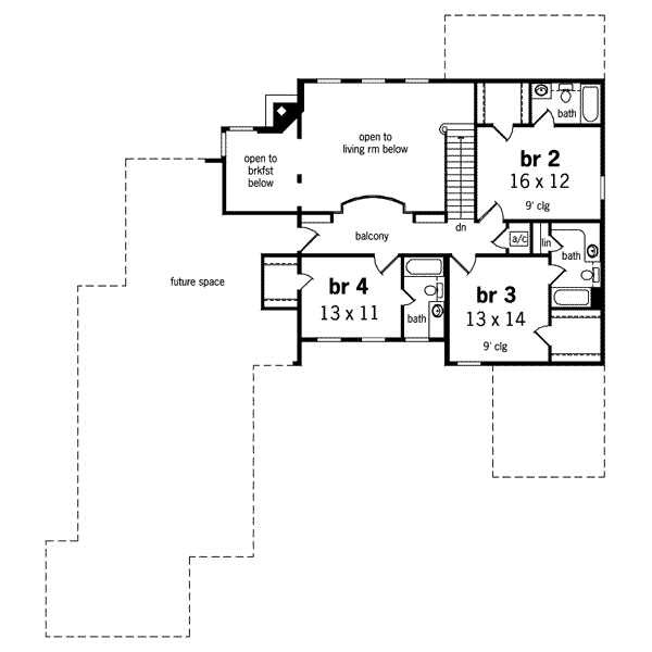 Architectural House Design - European Floor Plan - Upper Floor Plan #45-160