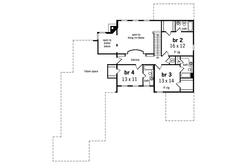 Home Plan - Floor Plan - Upper Floor for European House Plan #45-160 - 4 bed, 4.5 bath