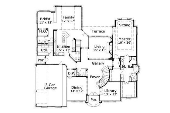 Floor Plan - Main Floor for European House Plan #411-778 - 5 bed, 4.5 bath