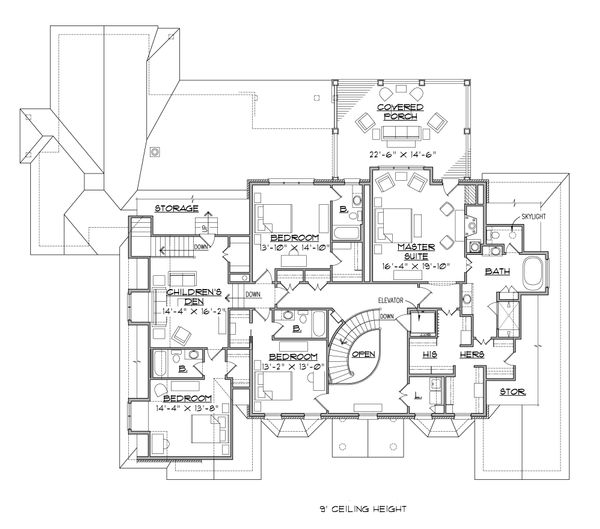 Home Plan - Traditional Floor Plan - Upper Floor Plan #1054-22
