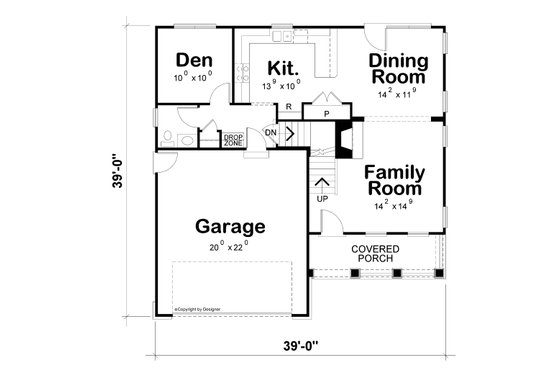 Floor Plan - Main Floor for Farmhouse House Plan #20-1218 - 3 bed, 2.5 bath