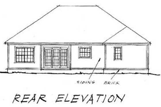 Exterior - Rear Elevation for Traditional House Plan #20-361 - 3 bed, 2 bath