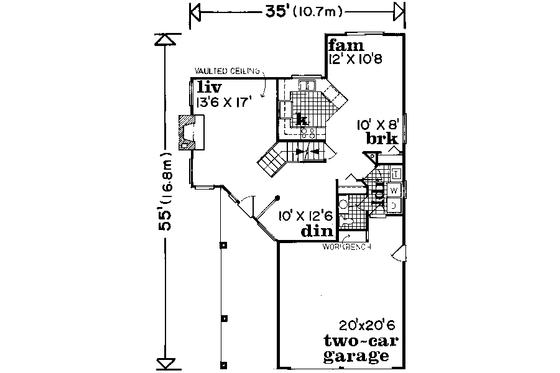 Floor Plan - Main Floor for Traditional House Plan #47-611 - 3 bed, 2.5 bath