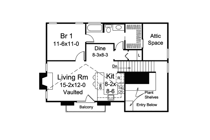Dream House Plan - Floor Plan - Upper Floor House Plan #57-596 - 1 bed, 1 bath