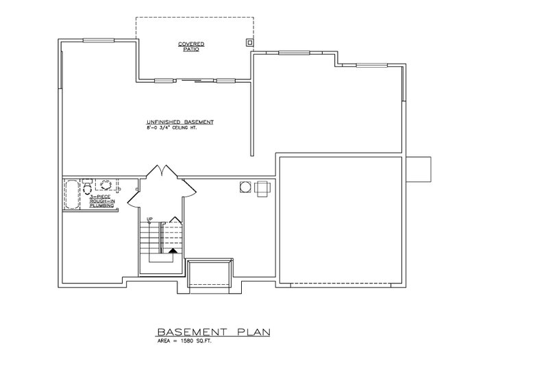 House Blueprint - Floor Plan - Lower Floor for Farmhouse House Plan #1100-95 - 2 bed, 2 bath