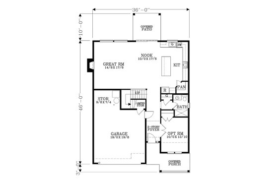 Floor Plan - Main Floor for Craftsman House Plan #53-456 - 5 bed, 2.5 bath