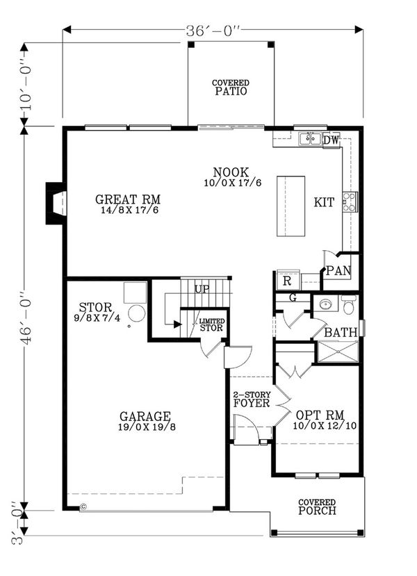 Craftsman Floor Plan - Main Floor Plan #53-456