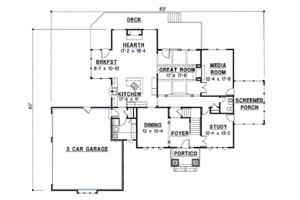 Floor Plan - Main Floor for Modern House Plan #67-598 - 4 bed, 3.5 bath