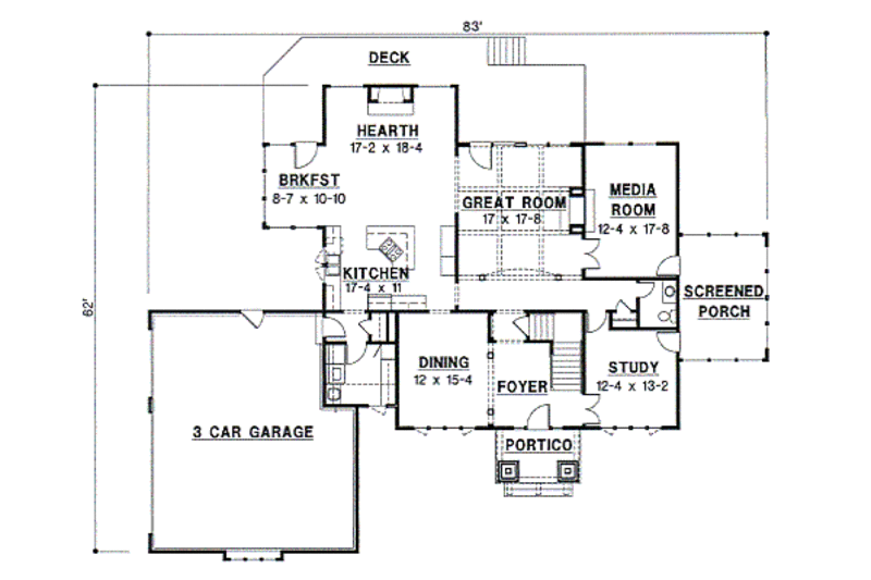 Modern Style House Plan - 4 Beds 3.5 Baths 3497 Sq/Ft Plan #67-598 ...