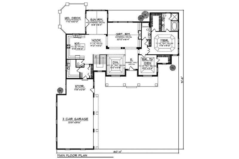 Home Plan - Floor Plan - Main Floor for Traditional House Plan #70-879 - 5 bed, 3.5 bath