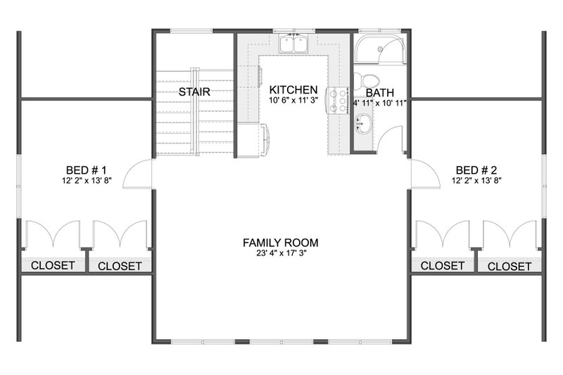 House Design - Floor Plan - Upper Floor for Farmhouse House Plan #1060-307 - 2 bed, 1 bath