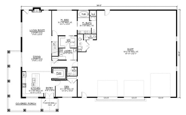 Barndominium Floor Plan - Main Floor Plan #1064-193