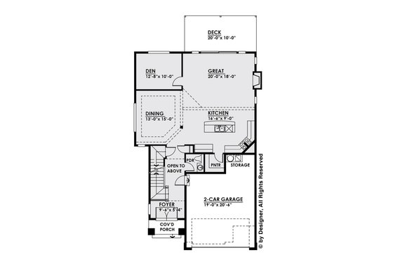 Floor Plan - Main Floor for Contemporary House Plan #1066-5 - 3 bed, 2.5 bath