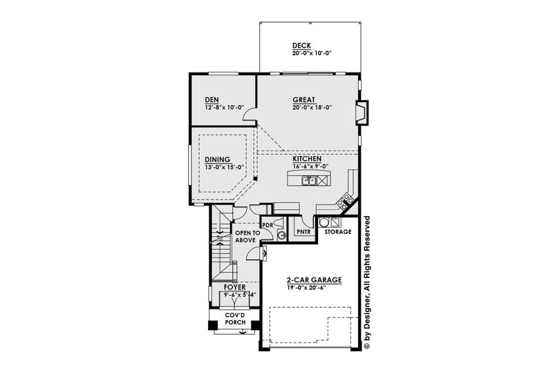 House Blueprint - Floor Plan - Main Floor for Contemporary House Plan #1066-5 - 3 bed, 2.5 bath