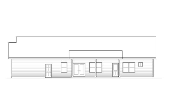 Exterior - Rear Elevation for Ranch House Plan #124-1209 - 3 bed, 2 bath
