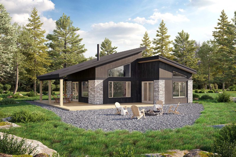 House Blueprint - Exterior - Rear Elevation for Modern House Plan #924-29 - 2 bed, 1 bath