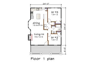 Floor Plan - Main Floor for Bungalow House Plan #79-340 - 3 bed, 2.5 bath