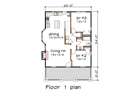 Floor Plan - Main Floor for Bungalow House Plan #79-340 - 3 bed, 2.5 bath