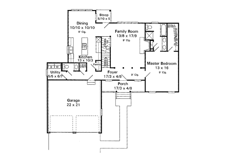 Home Plan - Floor Plan - Main Floor for Traditional House Plan #41-123 - 3 bed, 2.5 bath