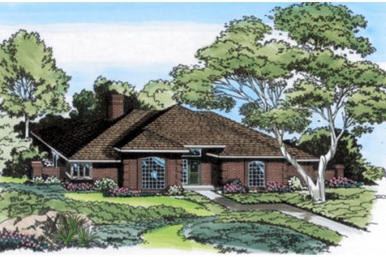 Exterior - Front Elevation for Traditional House Plan #312-458 - 4 bed, 3 bath