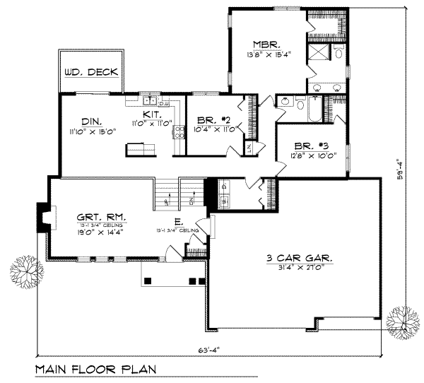 House Plan Design - Traditional Floor Plan - Main Floor Plan #70-179