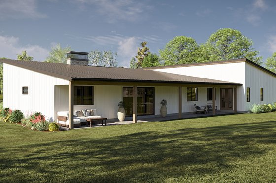 Exterior - Rear Elevation for Barndominium House Plan #455-667 - 5 bed, 3.5 bath