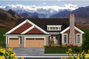 Ranch Exterior - Front Elevation Plan #70-1196
